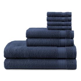 Supersoft 100% Cotton 8-Piece Fade Resistant Towel Set, Blue Cove