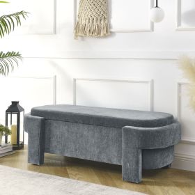Chenille Upholstered Bench with Large Storage Space for the Living Room, Entryway and Bedroom,Grey,( 51.5''x20.5''x17'' )