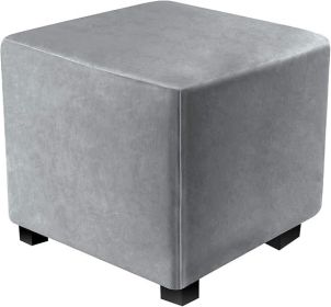 Ottoman Covers Slipcover Square Ottoman Covers Protector for Footrest Foot Stool Furniture Stretch Comfortable Velvet with Elastic Bottom (Length