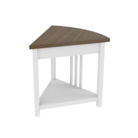 Corner Desk with Storage Shelves,Fan-shaped side table,for Home ,Office, Small Space, White and Wood