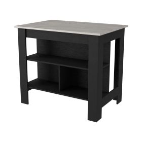 Brooklyn Kitchen Island, Three Concealed Shelves