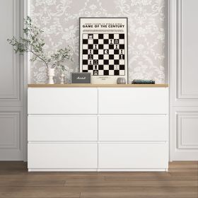 6 Drawer Storage Cabinet ,Dresser, Wood Storage Tower Clothes Organizer, Wide Chest of 6 Drawers, Large Storage Space for Bedroom, Hallway