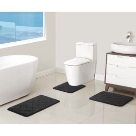 3-Piece Bath Rug Set, Black (3 Pieces)