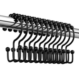 Siaomo Shower Curtain Hooks Rings, Premium Stainless Steel Rustproof Double Glide Shower Hooks for Bathroom Shower Rods Curtains