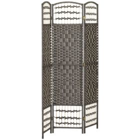 3 Panel Folding Room Divider Portable Privacy Screen Wave Fiber Room Partition for Home Office Dark Gray