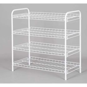 (2 Pack)4-Tier Steel Wire Shoe Organizer, Holds up to 12 Pairs, Arctic White