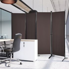 1 PC 5.6 Feet 4 Panel Room Divider with Steel Frame Bedroom Screen (Color: Brown)
