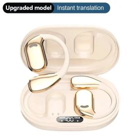 Ai Translation Headset, Bone-guided Wireless Headset, Real-time Translation In 144 Languages, Intelligent Noise Cancellation With 6 Microphones, (Option: White)